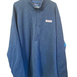 Vineyard Vines Mens 1/4 Zip Pullover 4XB Navy Blue Sweater Lightweight Warm 100%